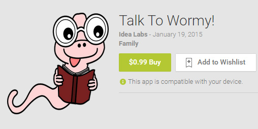 Review of Talk to Wormy App on Google Play